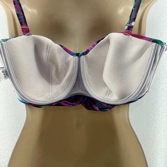 Figleaves Fuller Bust Bahama Palm Underwire Bandeau Bikini Top Womens Size 34DD - Picture 3 of 5